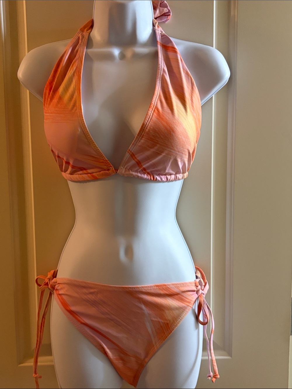 Halter Tie-Side Bikini Set in Peach Ombre - New Without Tags